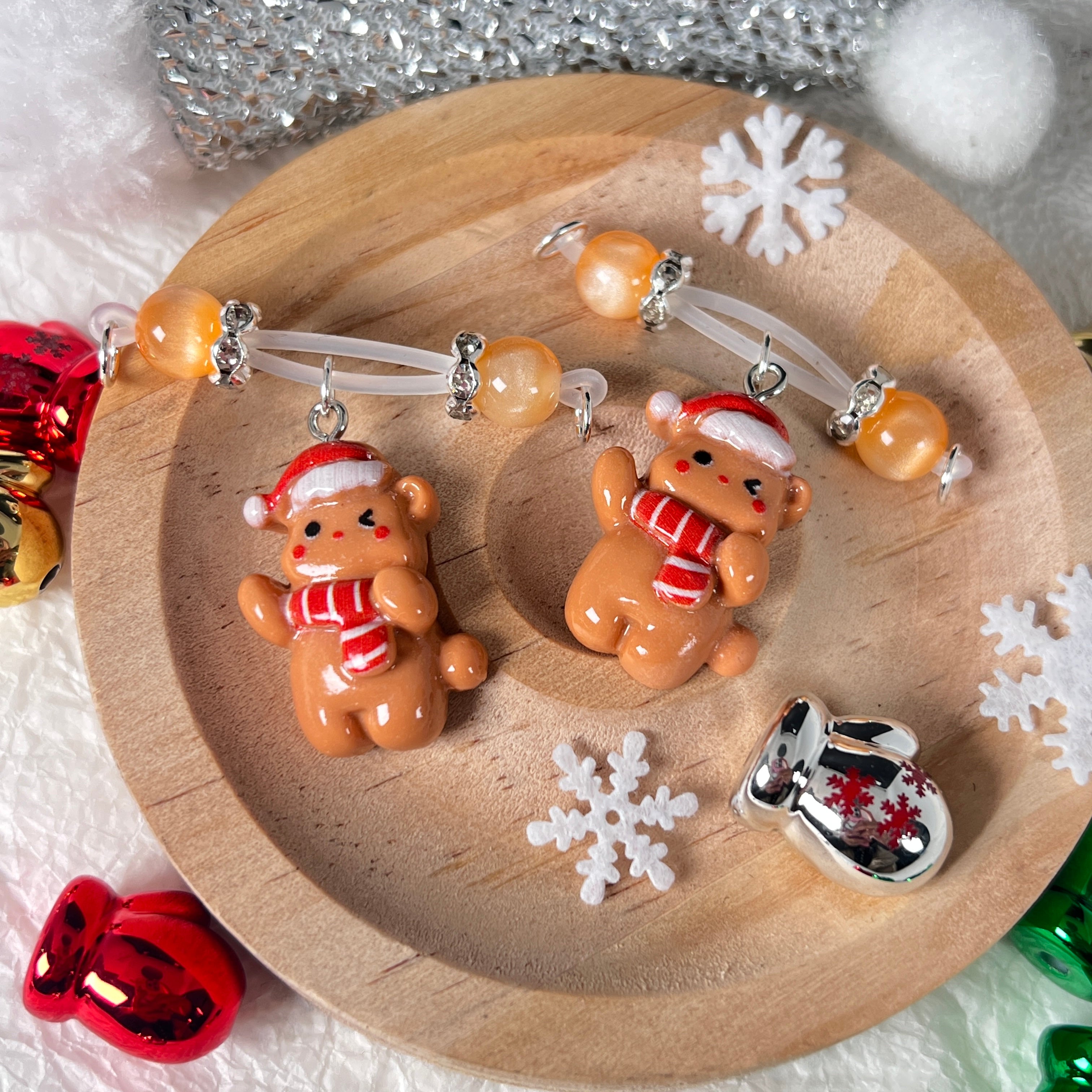 Bear Pendant Pink Pearl Nipple Clamps