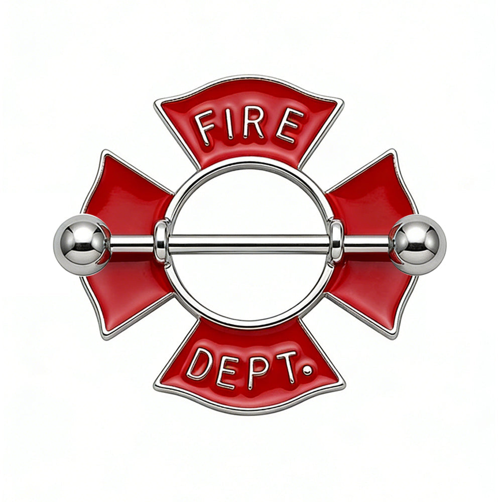 Fire Department Maltese Cross Nipple Ring Piercing Jewelry
