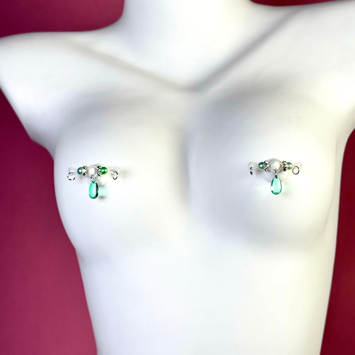 Emerald Drop Nipple Clips