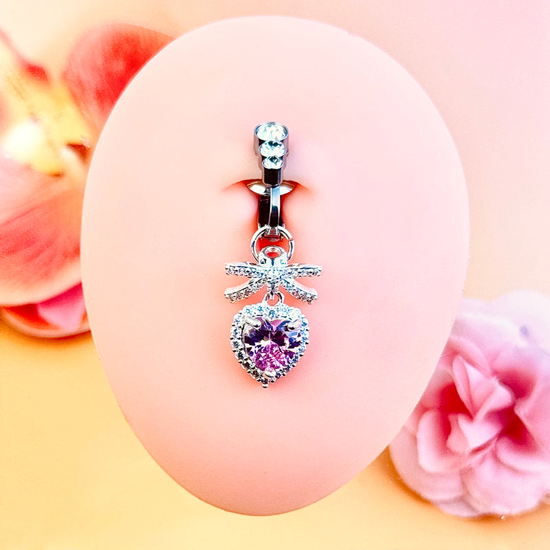Amethyst Butterfly Heart Belly Clip