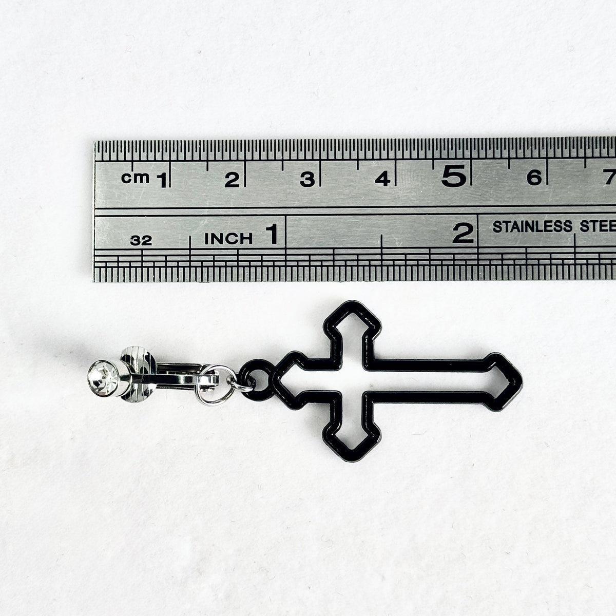 Black Cross Faux Belly Button Ring