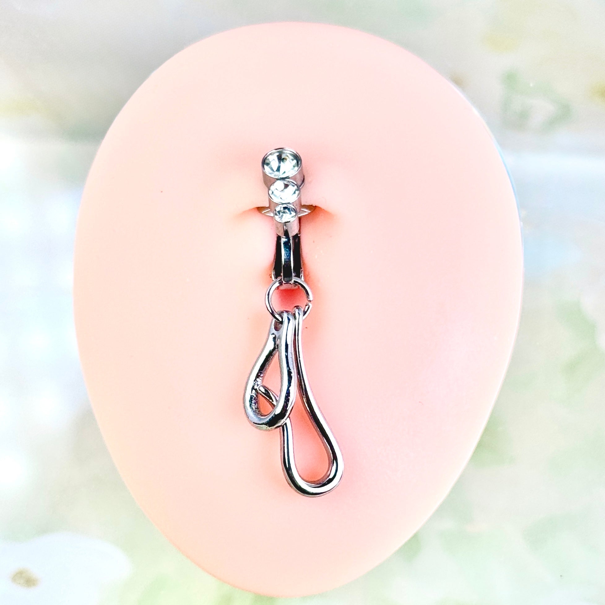 Silver Teardrop Faux Belly Button Ring