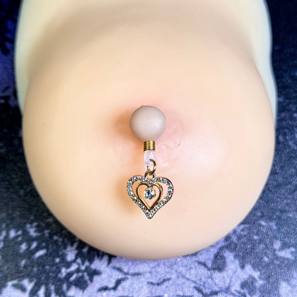 Double Heart Crystal No-Piercing Nipple Clamp