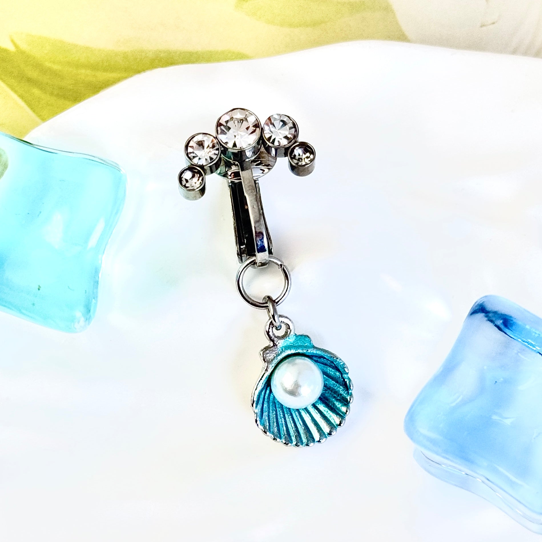 Pearl Seashell Faux Belly Button Ring
