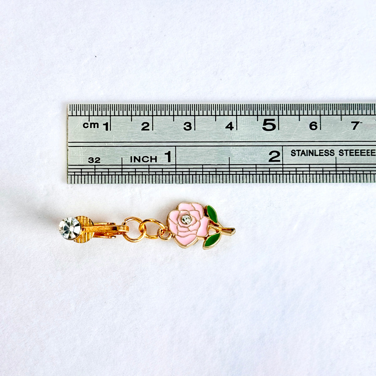 White Rose Charm Faux Navel Ring