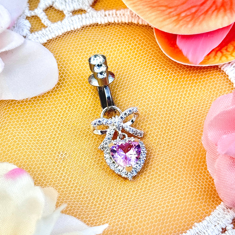 Amethyst Butterfly Heart Belly Clip