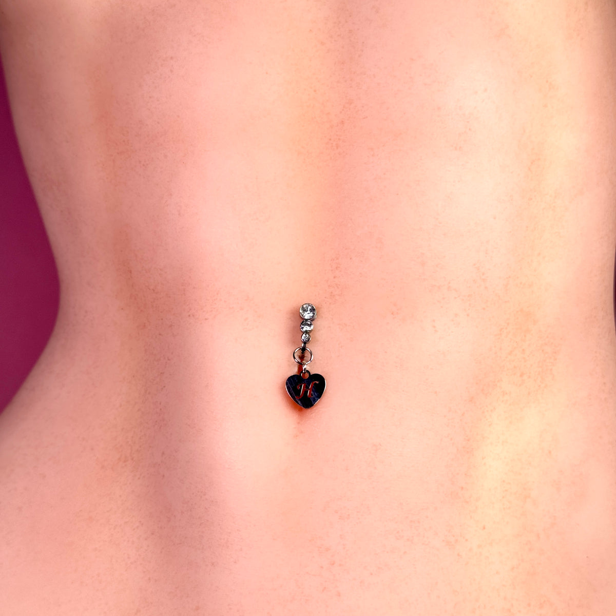 Customizable Initial Heart Faux Navel Ring