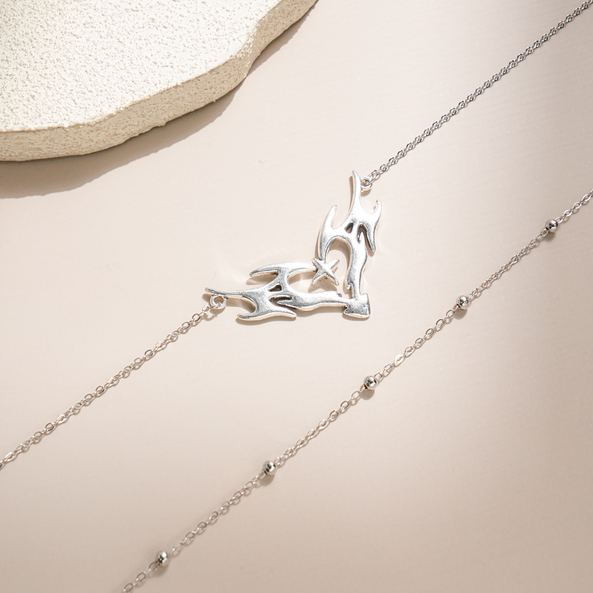 Heart-shaped cross pendant body chain