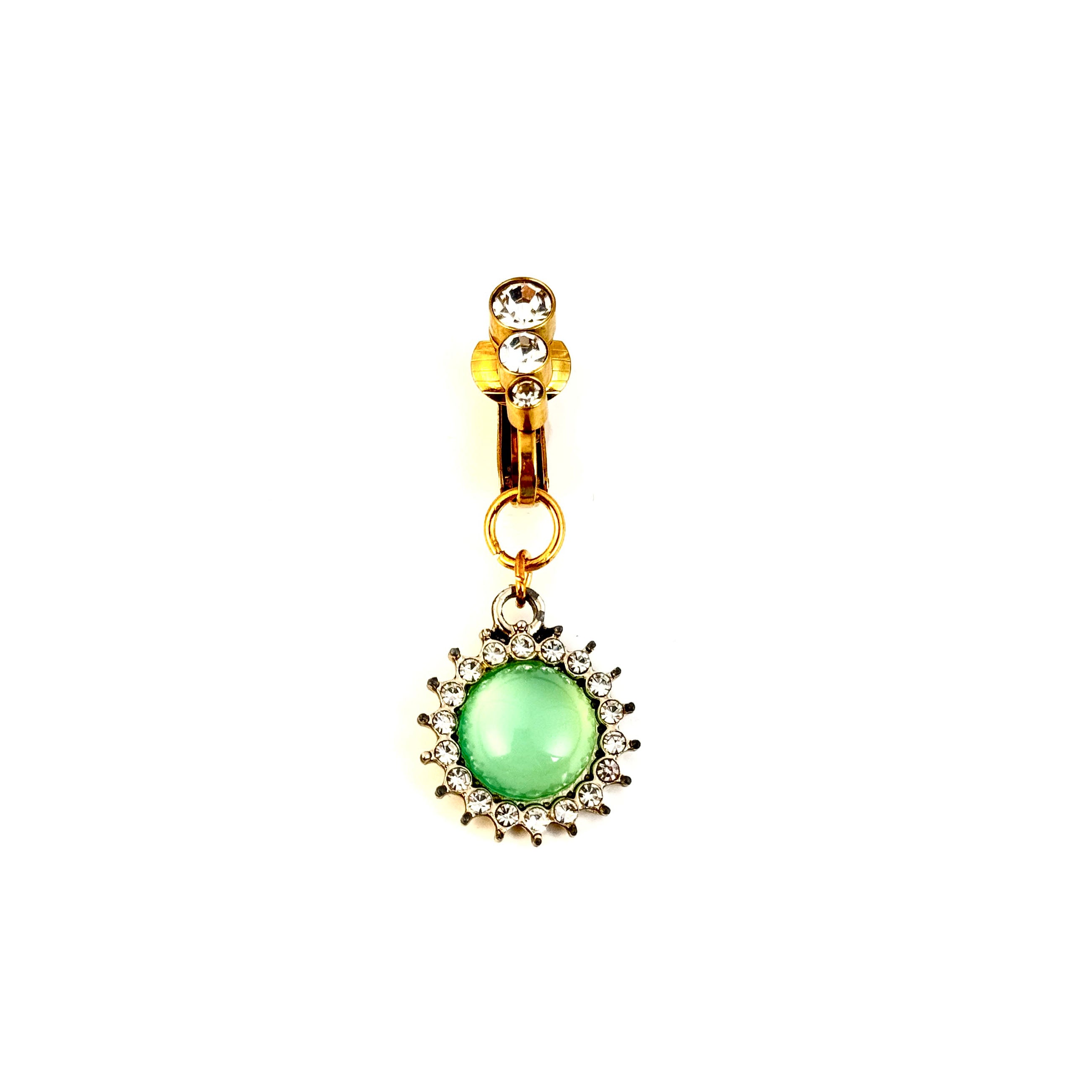Green Gem Non-Piercing Sun Navel Ring