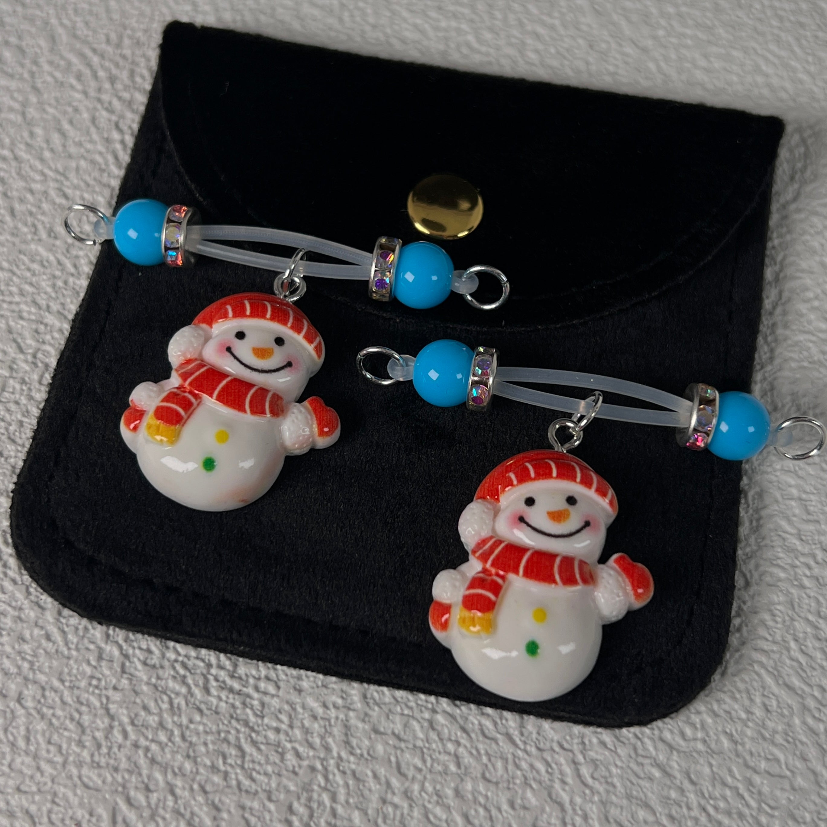 Frost Blue Pearl Snowman Clamps