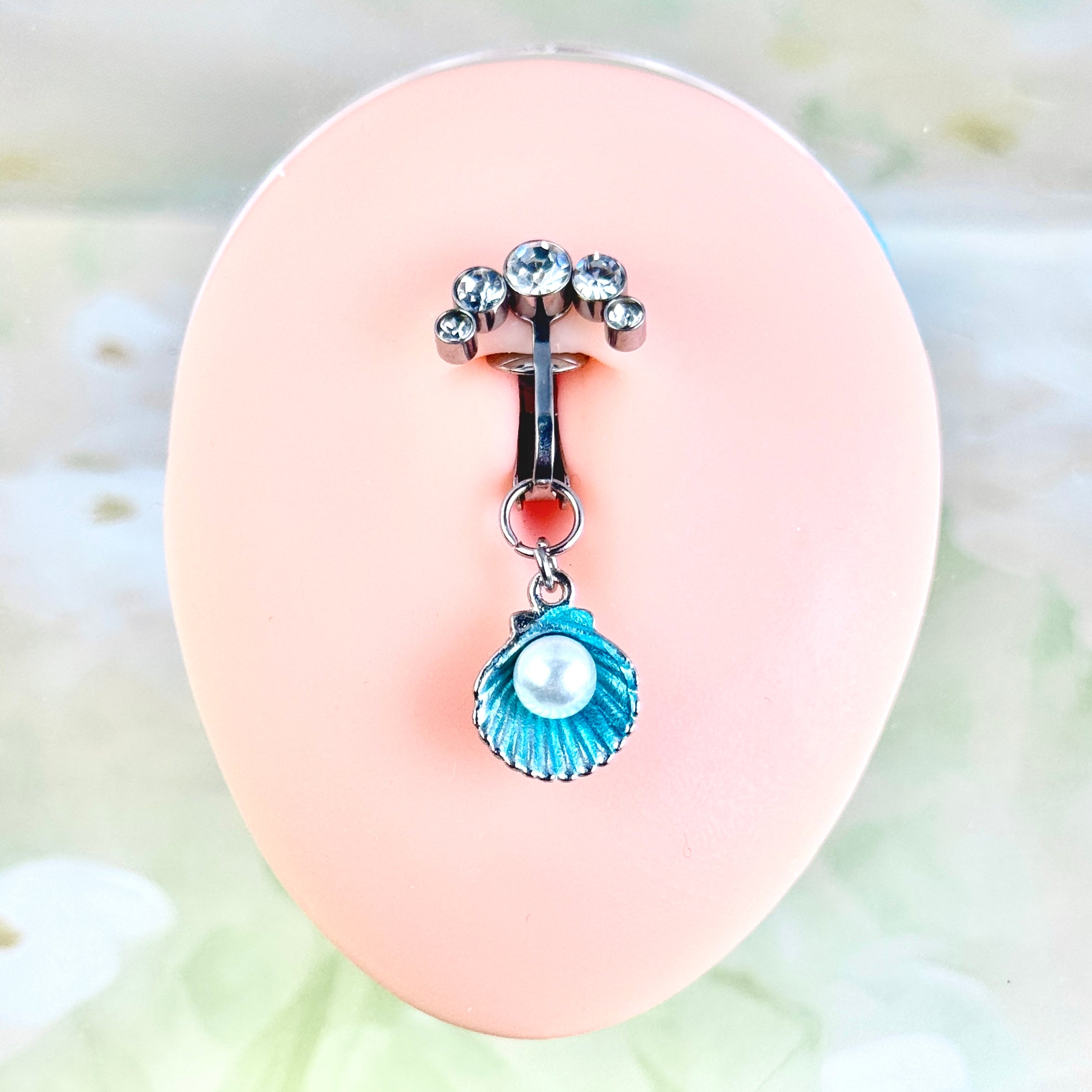 Pearl Seashell Faux Belly Button Ring