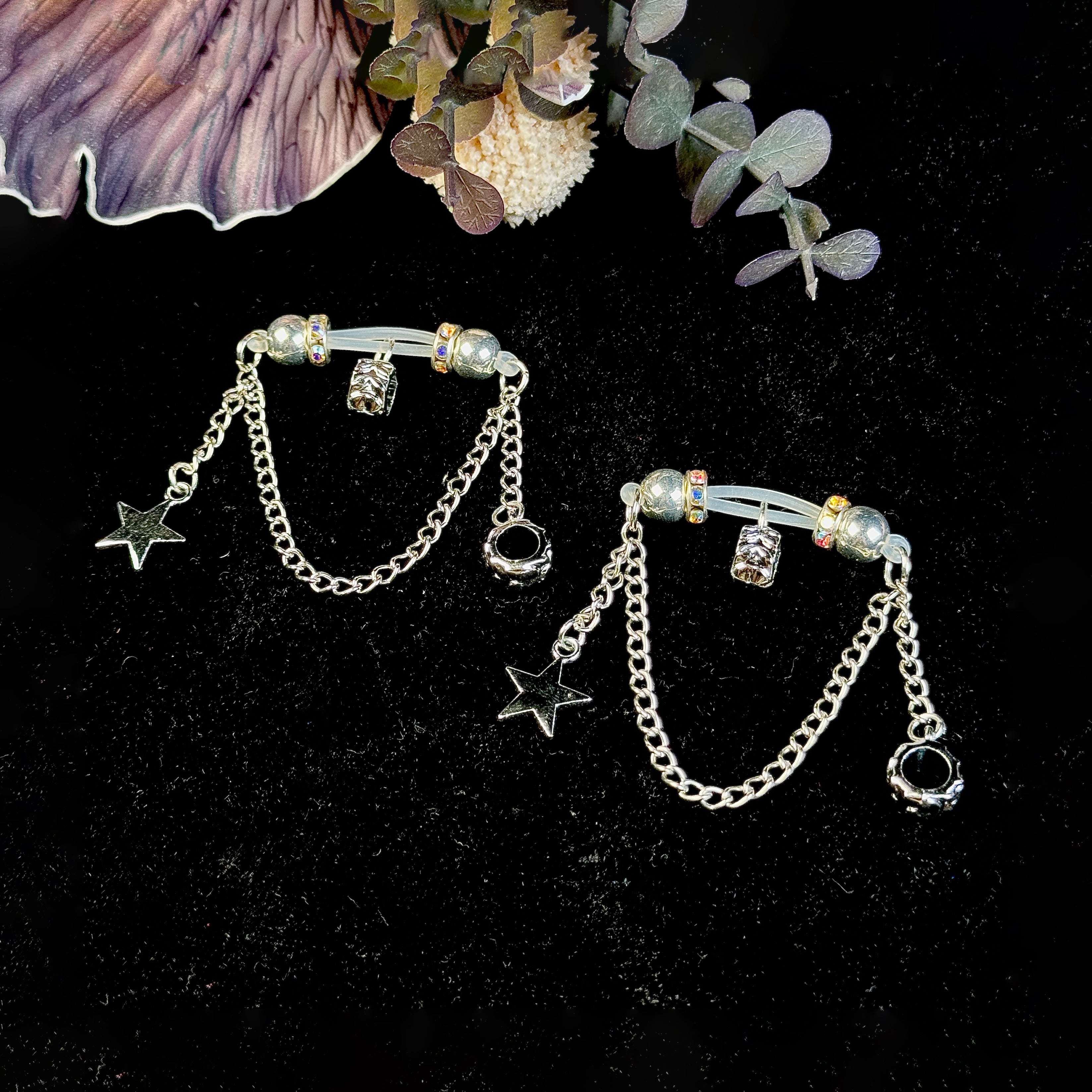 Star and Chain Non-Piercing Nipple Jewelry