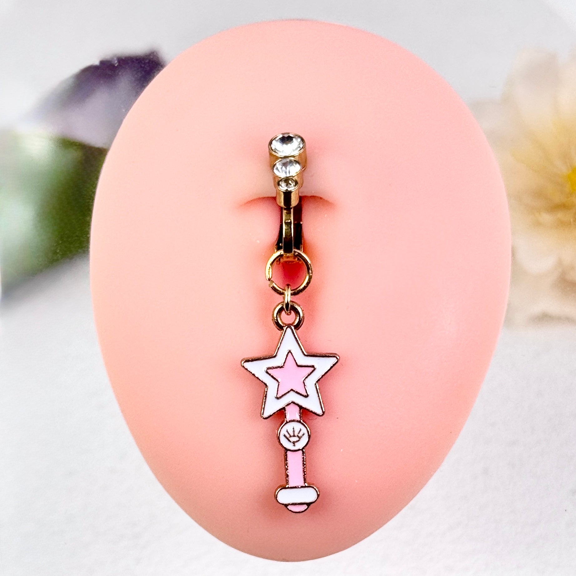 Magic Star Wand Faux Belly Button Ring