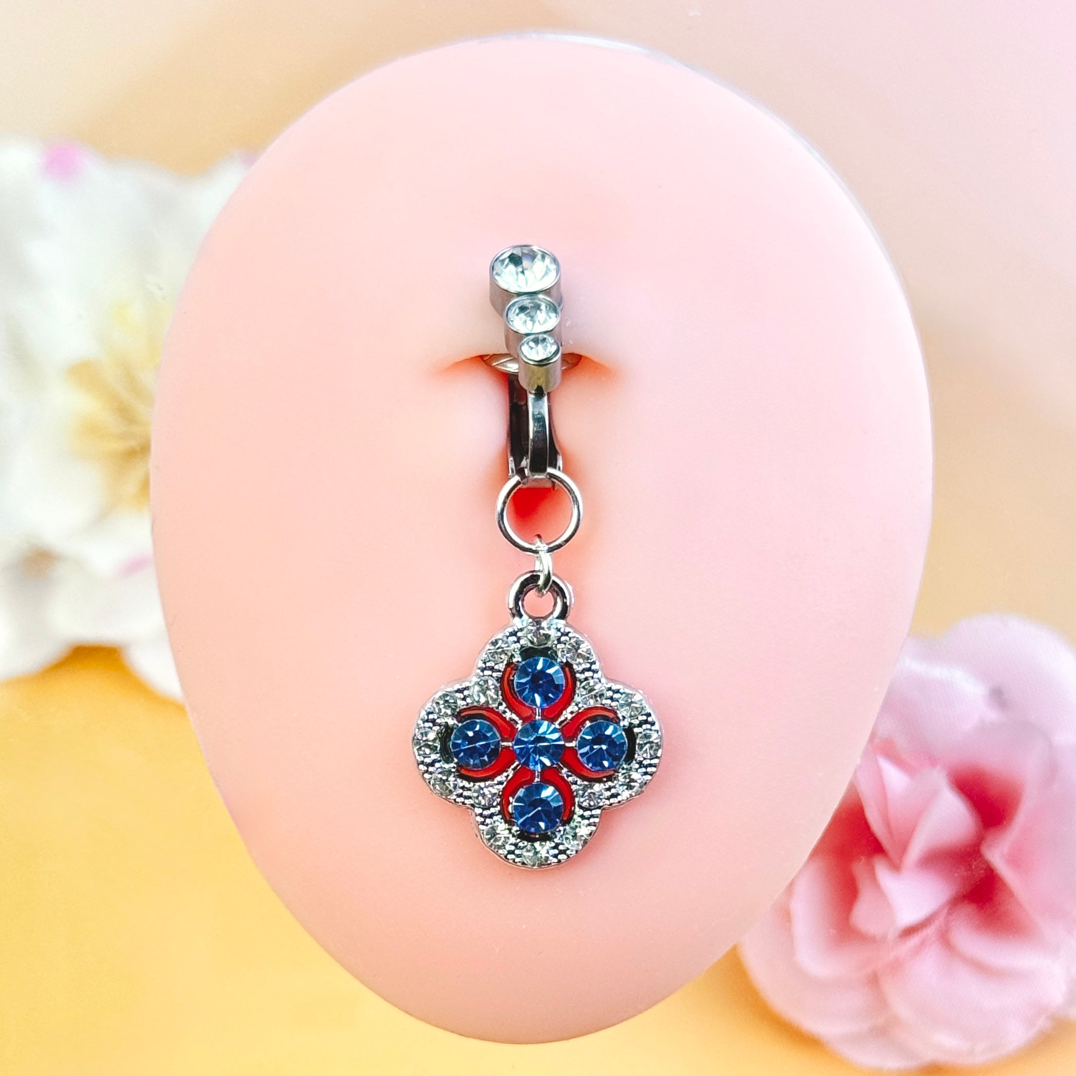 Sapphire Clover Belly Clip