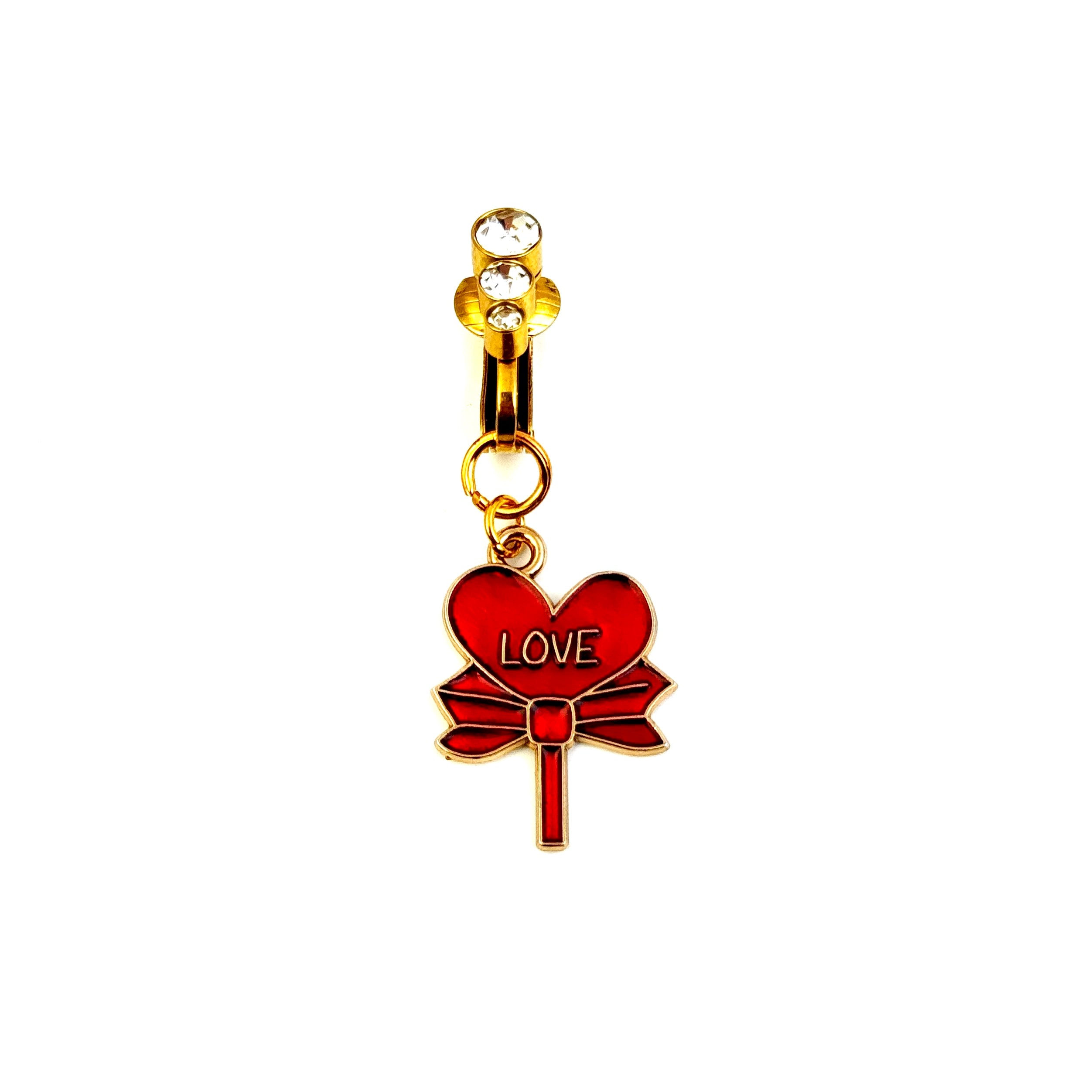 Love Ribbon Heart Belly Clip