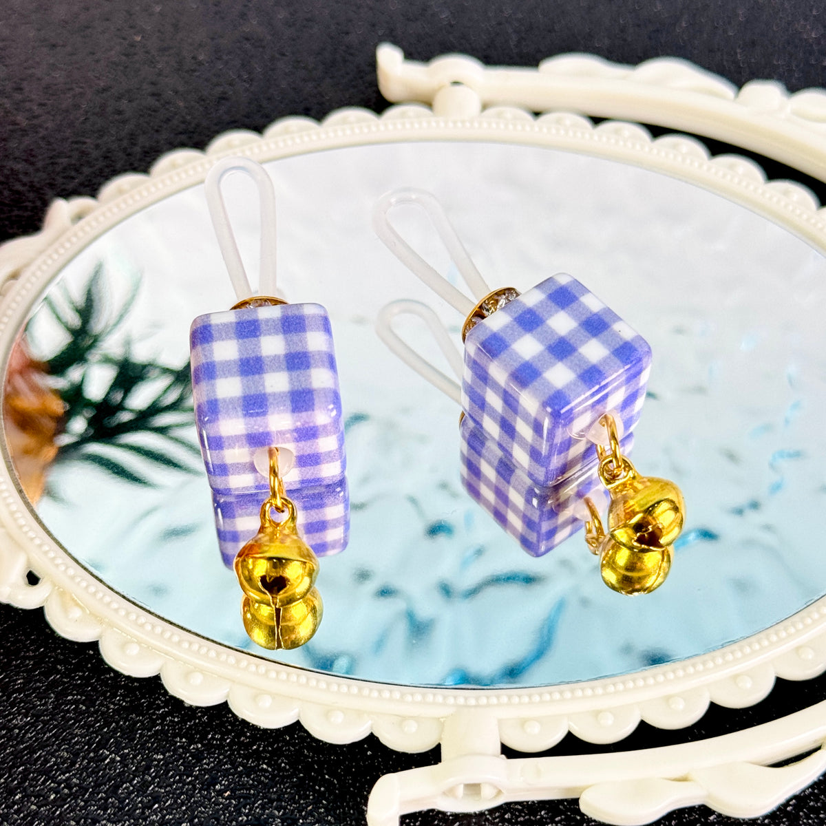 Purple Plaid Bell Faux Nipple Ring
