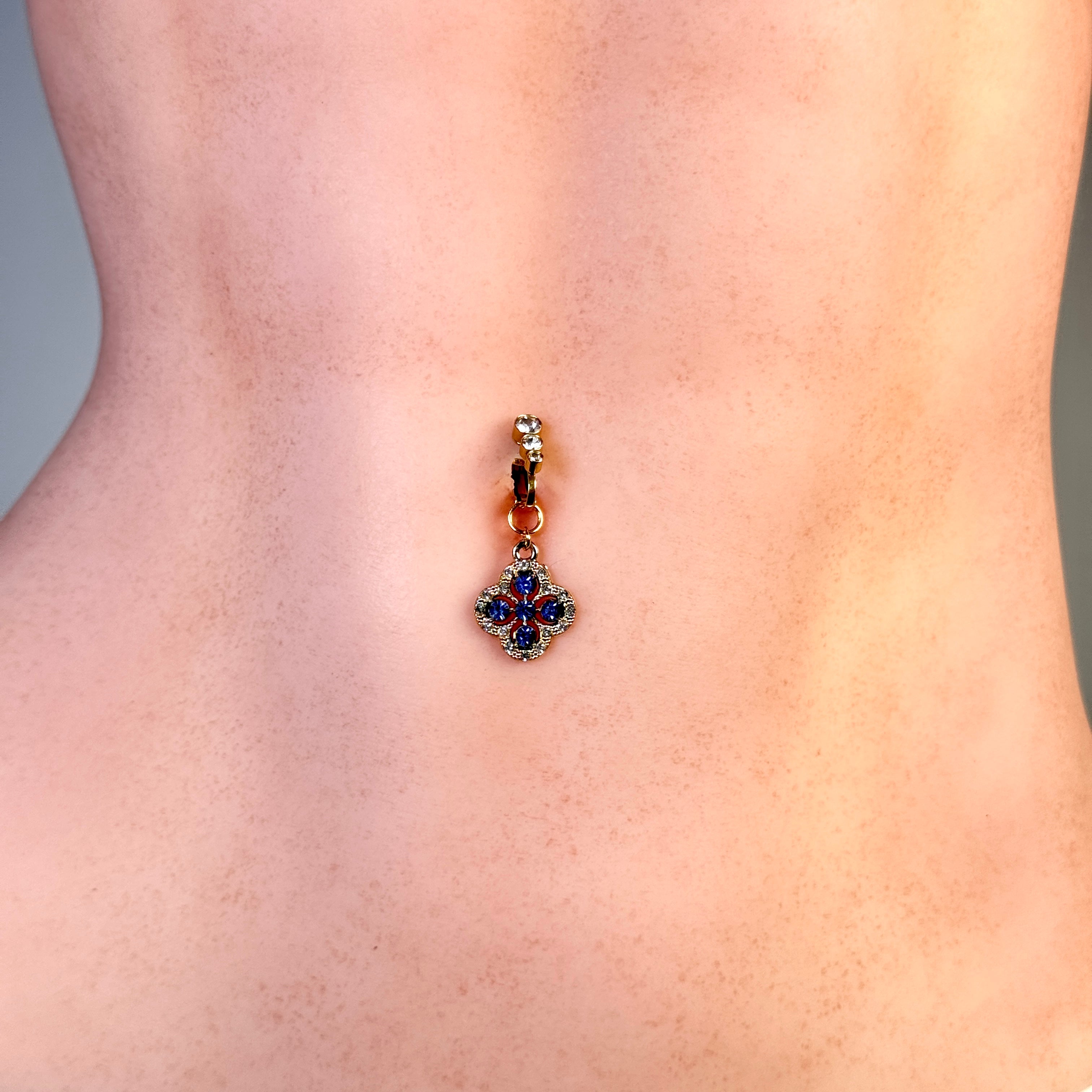 Sapphire flower non-piercing navel jewelry