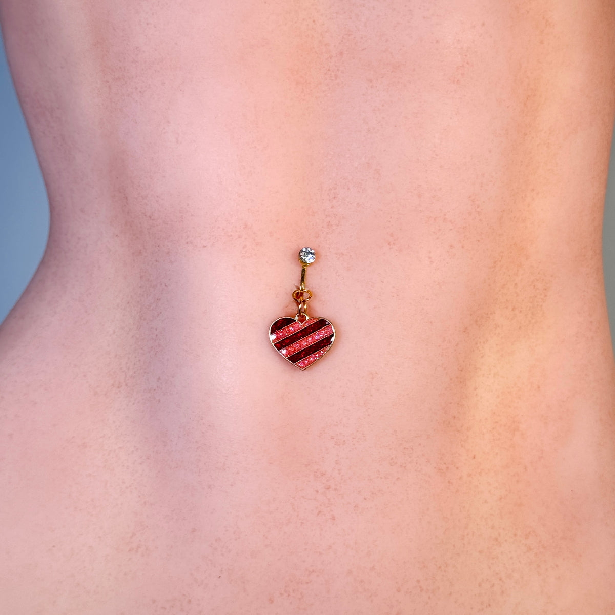 Ruby Heart Glow Faux Navel Ring