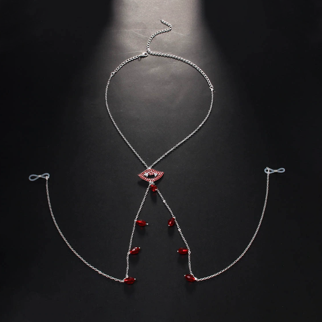 Red-lipped, innocent-yet-seductive style nipple chain