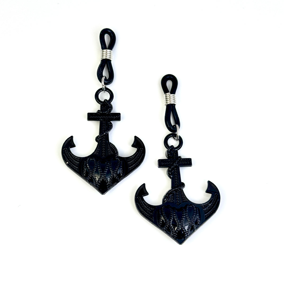 Black Anchor Cross Charm