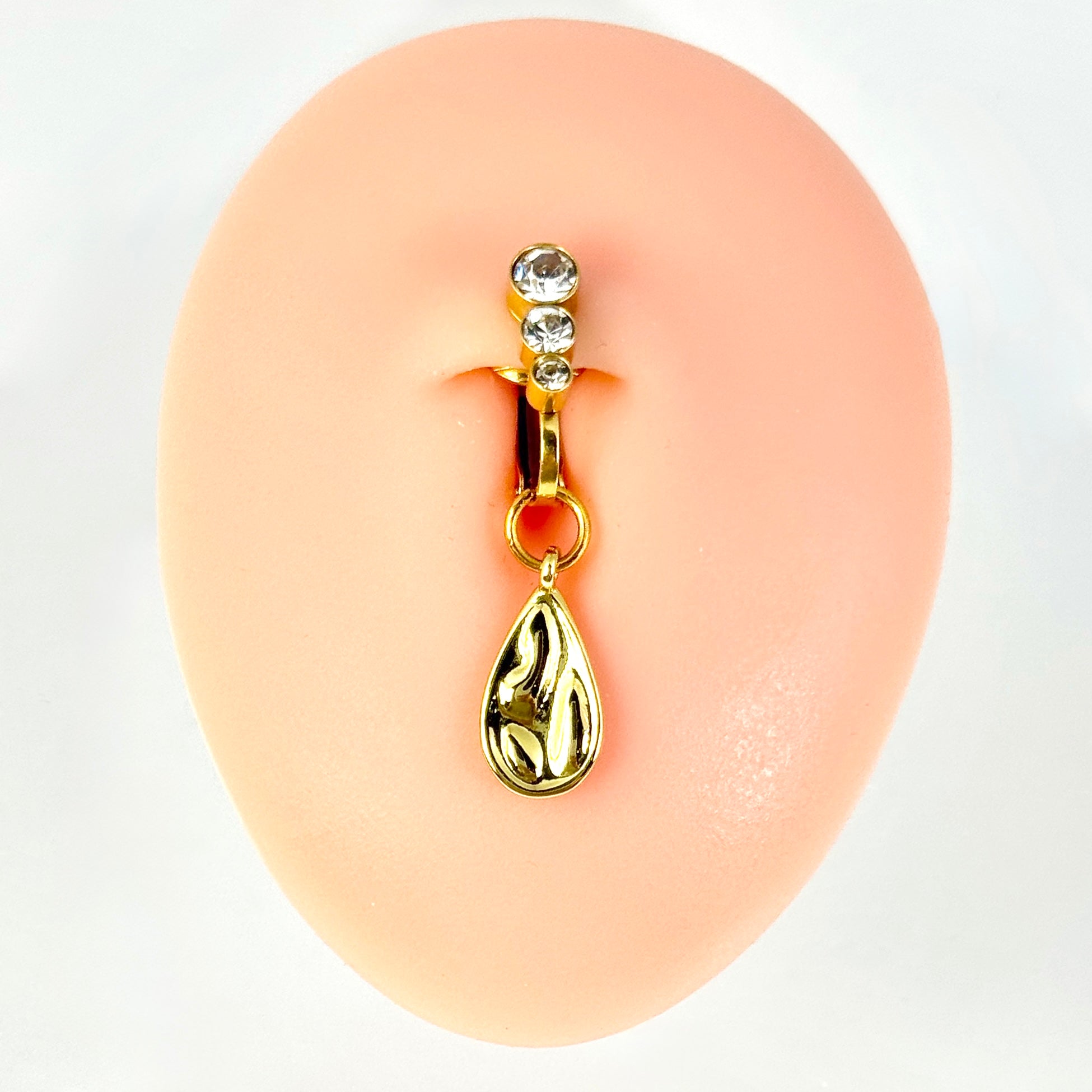 Golden Drop Sculpted Navel Piercing Jewelry