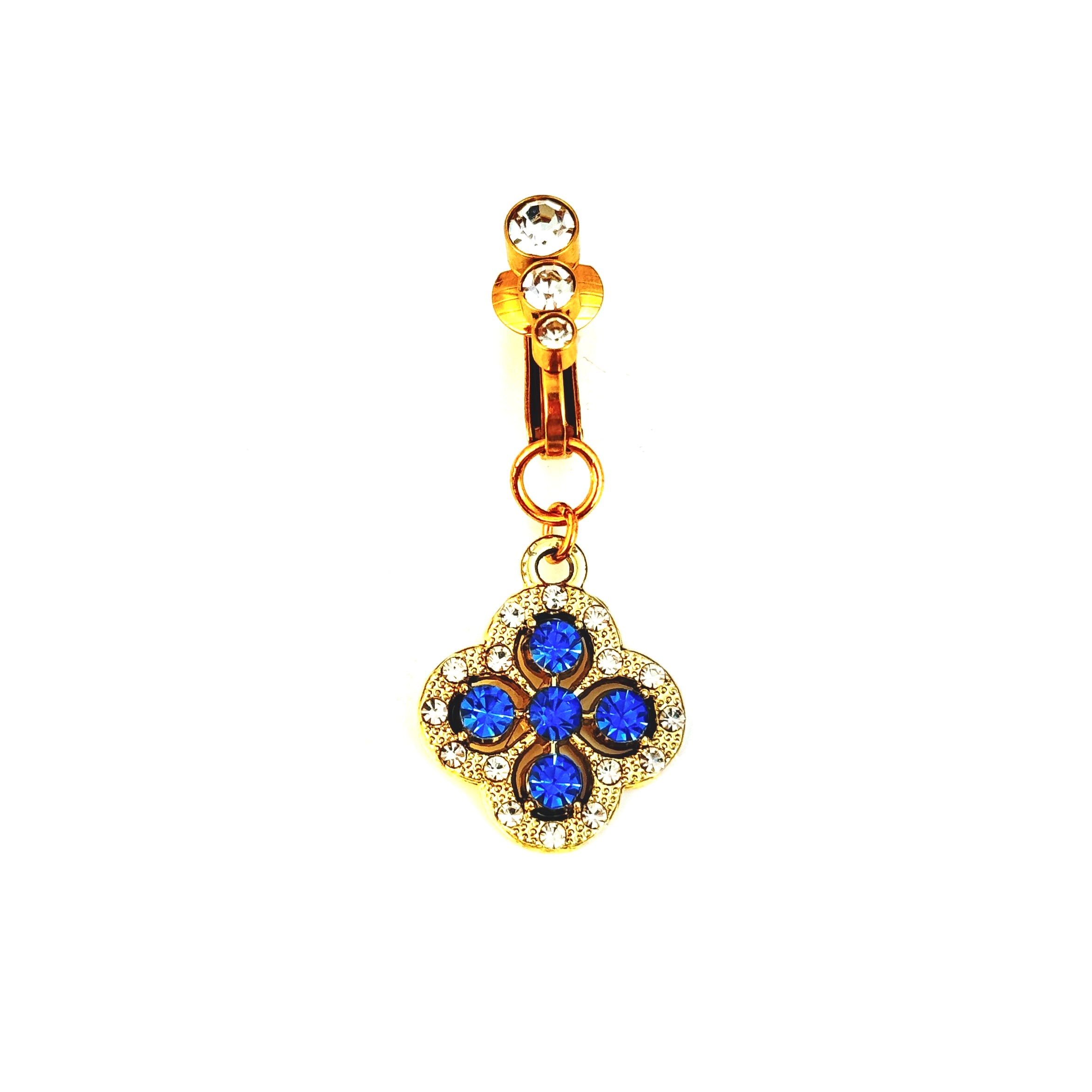 Sapphire flower non-piercing navel jewelry