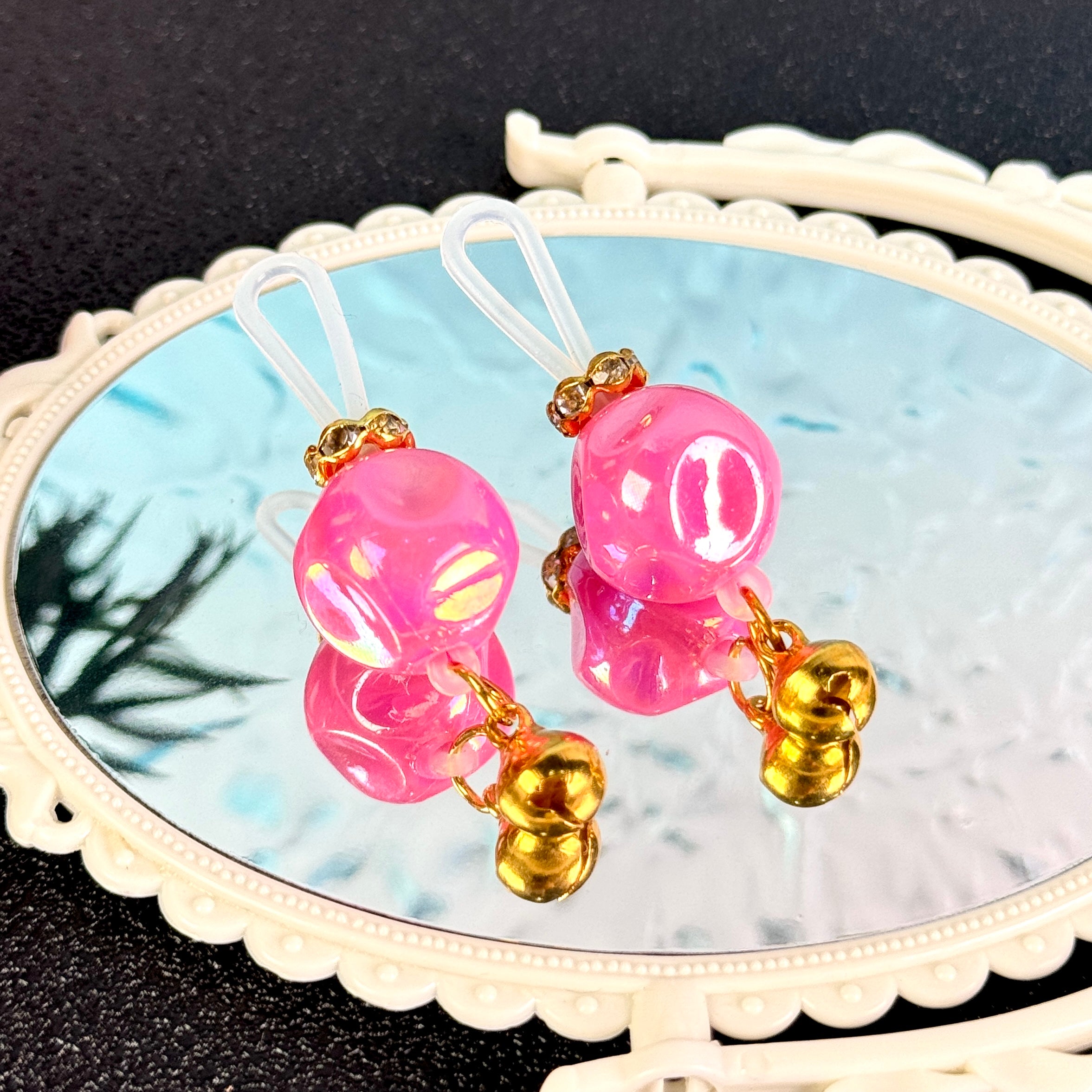 Pink Crystal Bell Faux Nipple Ring