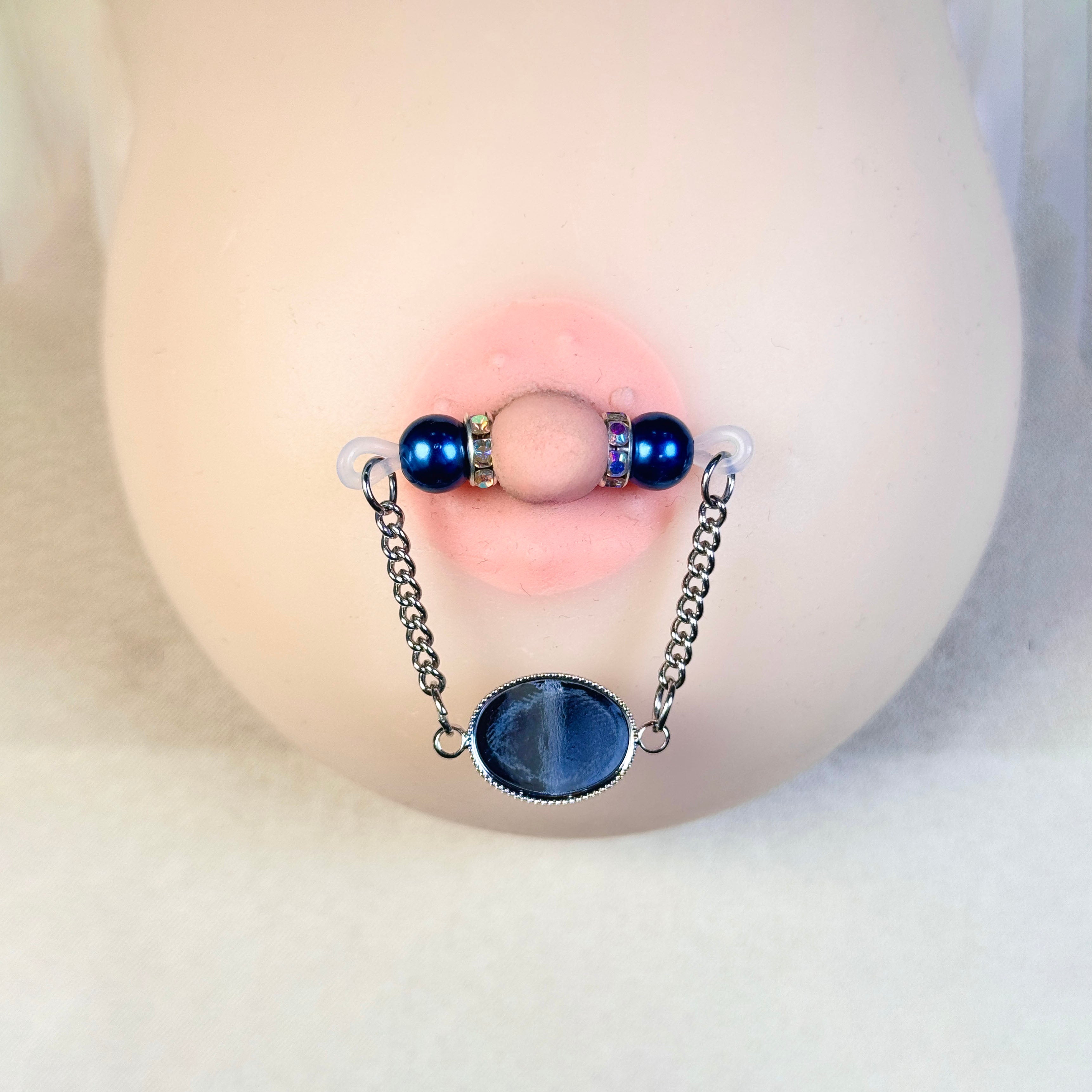 Ocean Blue Crystal Non-Piercing Nipple Jewelry