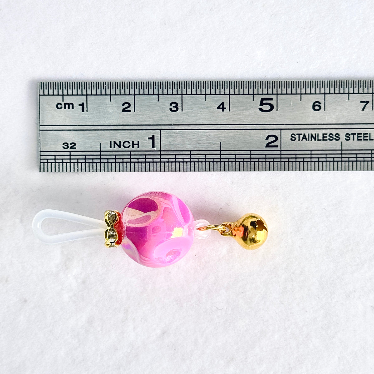 Pink Crystal Bell Faux Nipple Ring