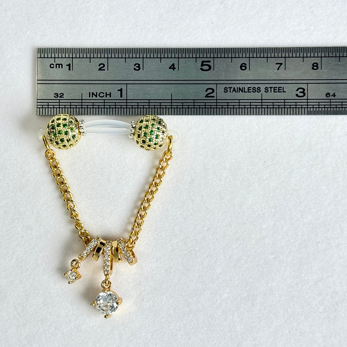 Emerald Crystal Chain Nipple Clamp