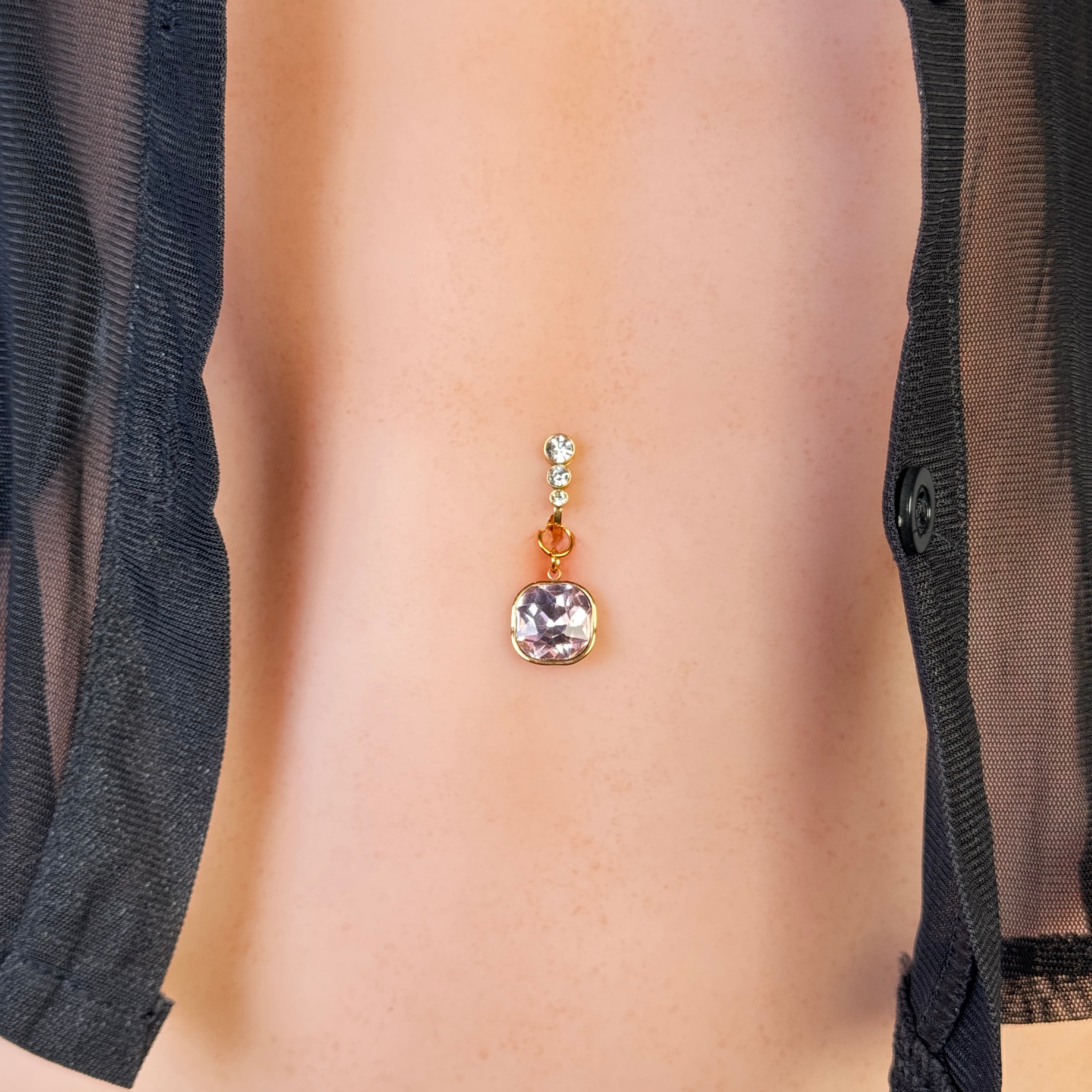 Non-piercing amethyst navel clip