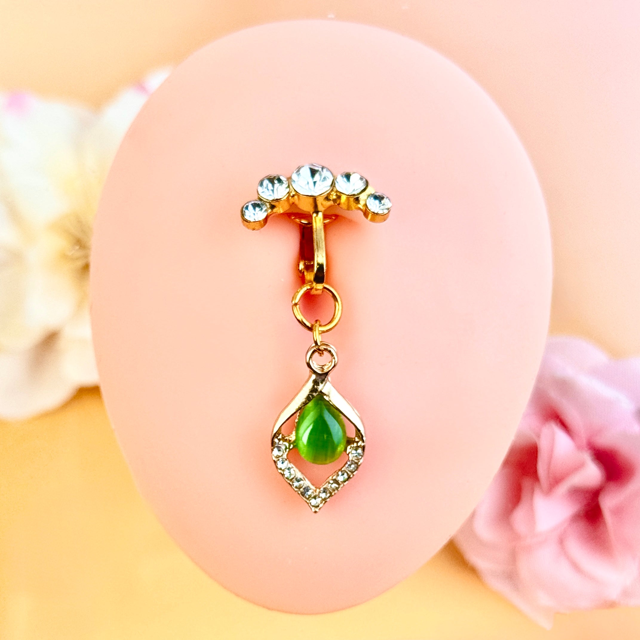 Emerald Teardrop Belly Clip