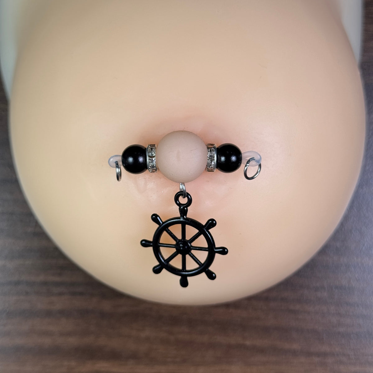 Black Anchor Wheel Halloween Nipple Ring
