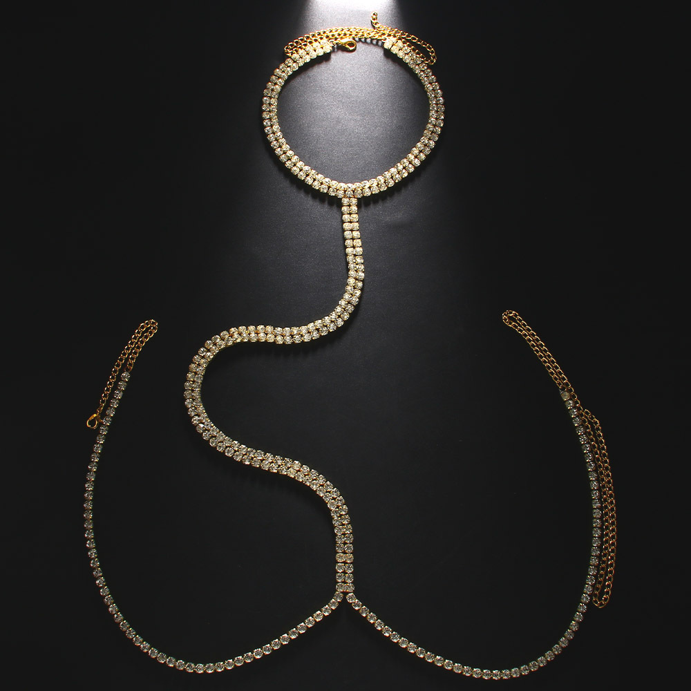 Multi-layer rhinestone tassel back chain