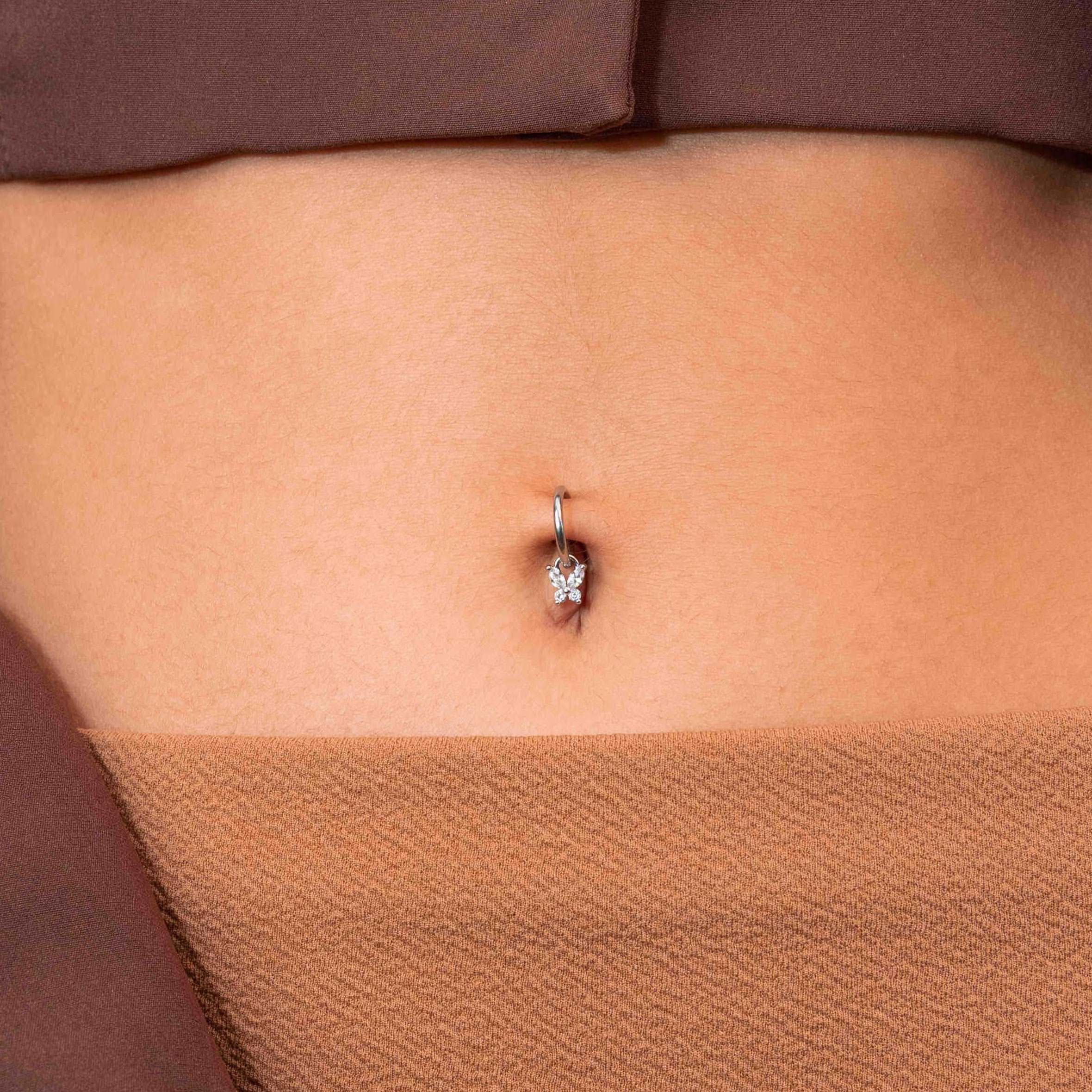 Gold- and silver-plated fake navel rings