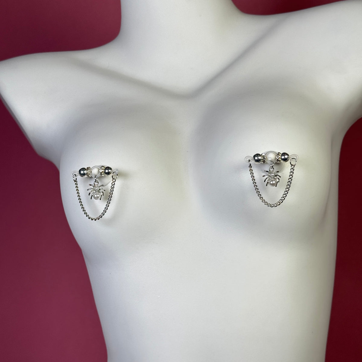 Silver Pearl Spider Gothic Nipple Jewelry