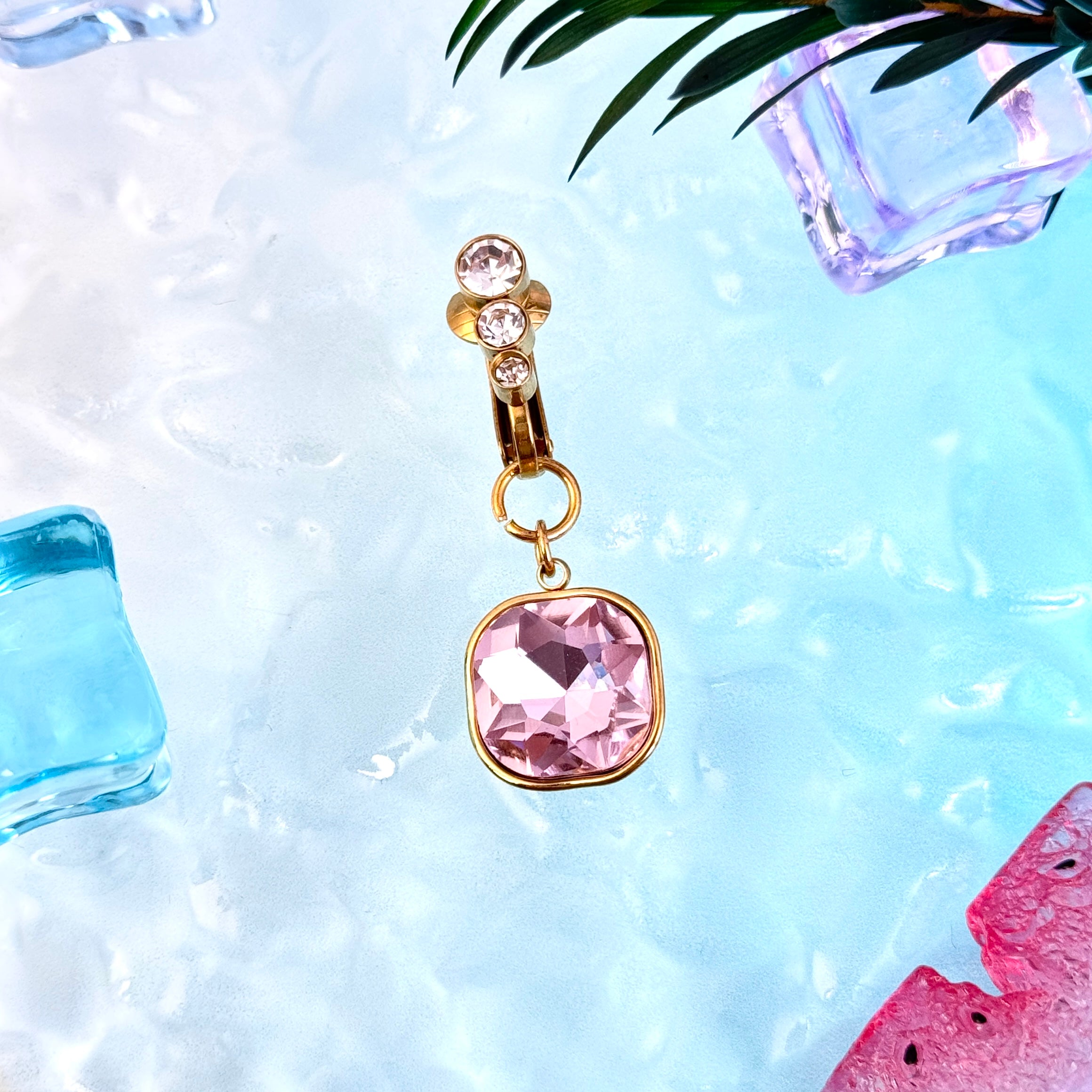Non-piercing amethyst navel clip