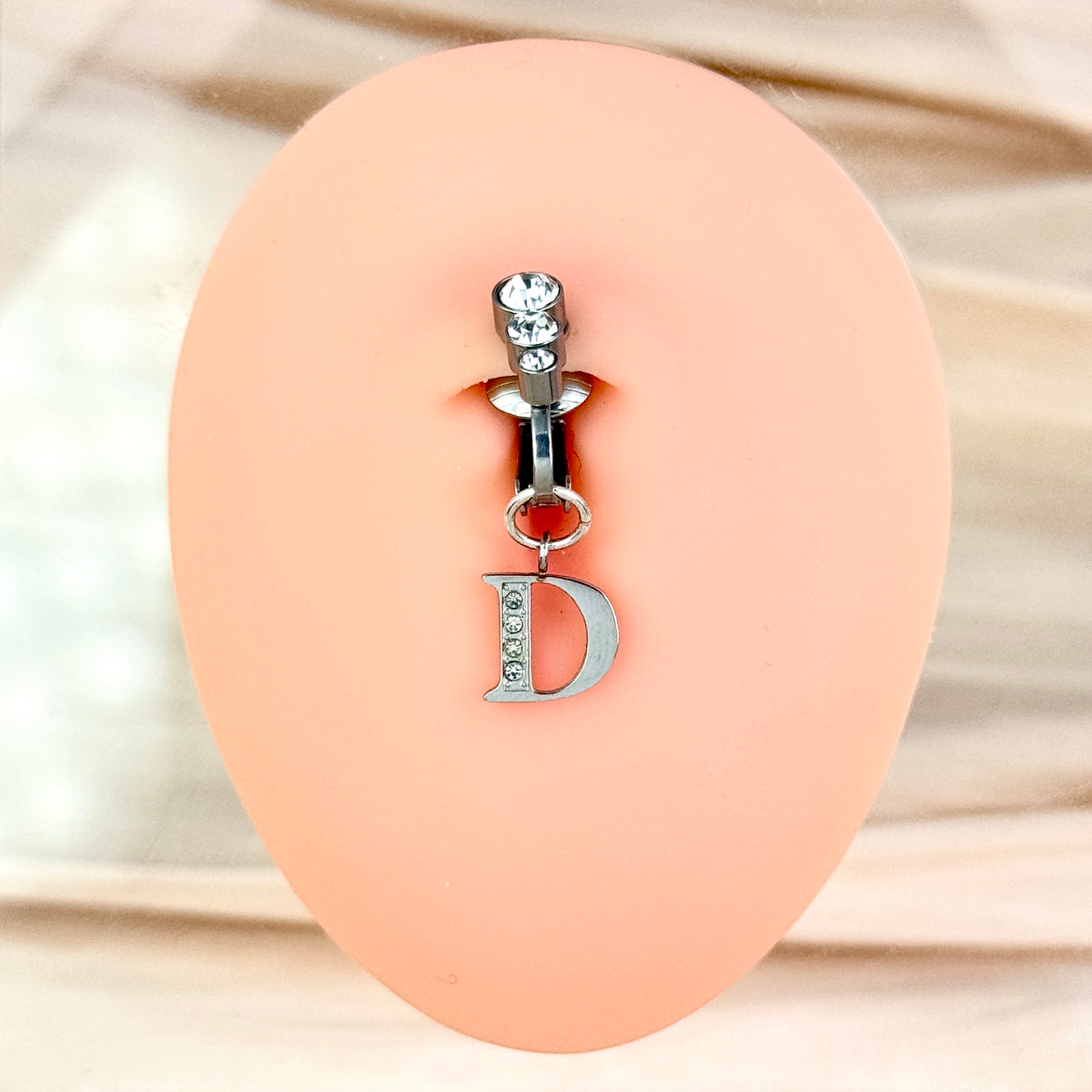 Custom Personalized Letter 'D' Navel Jewelry