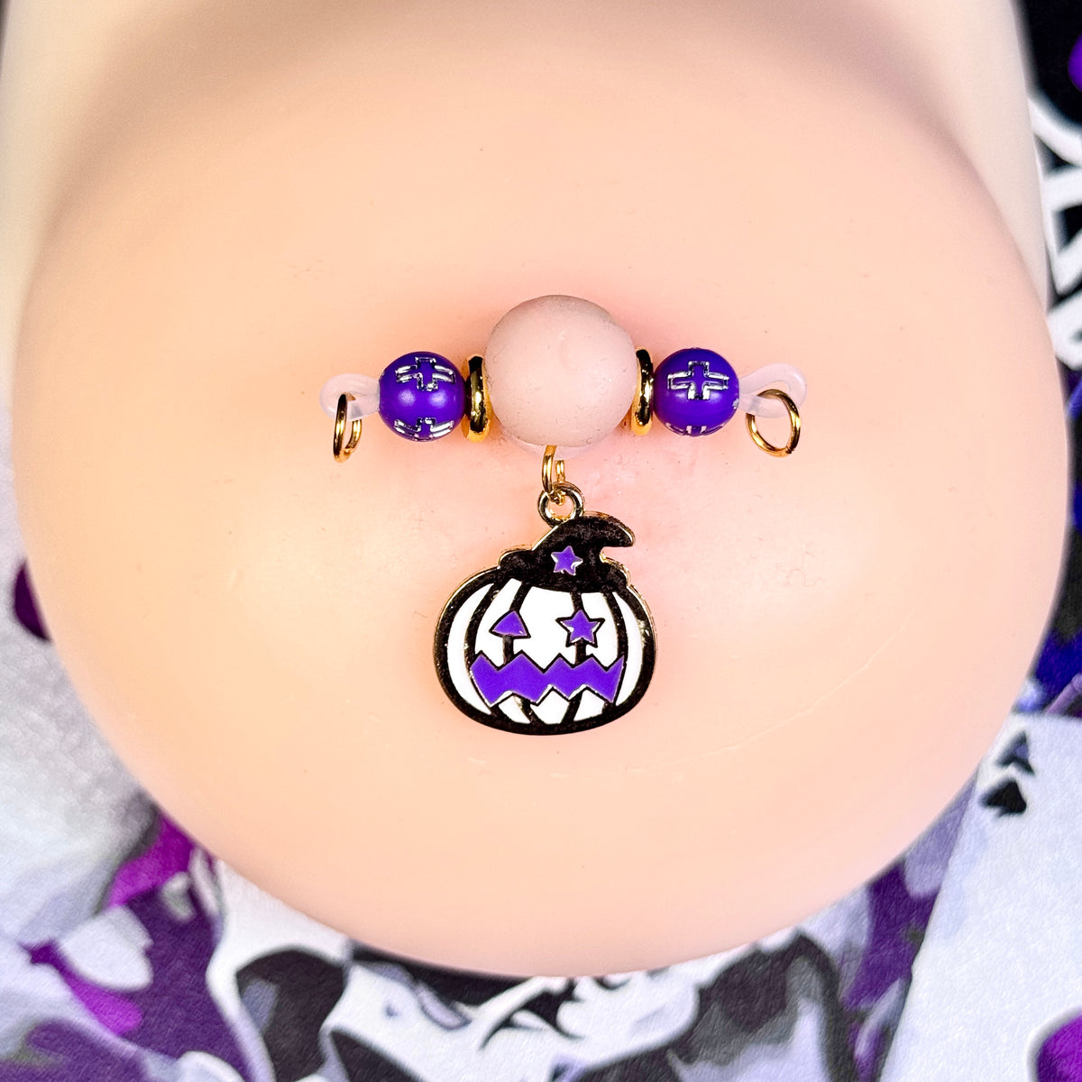 Mystic Purple Pumpkin Charm Non-Piercing Nipple Jewelry