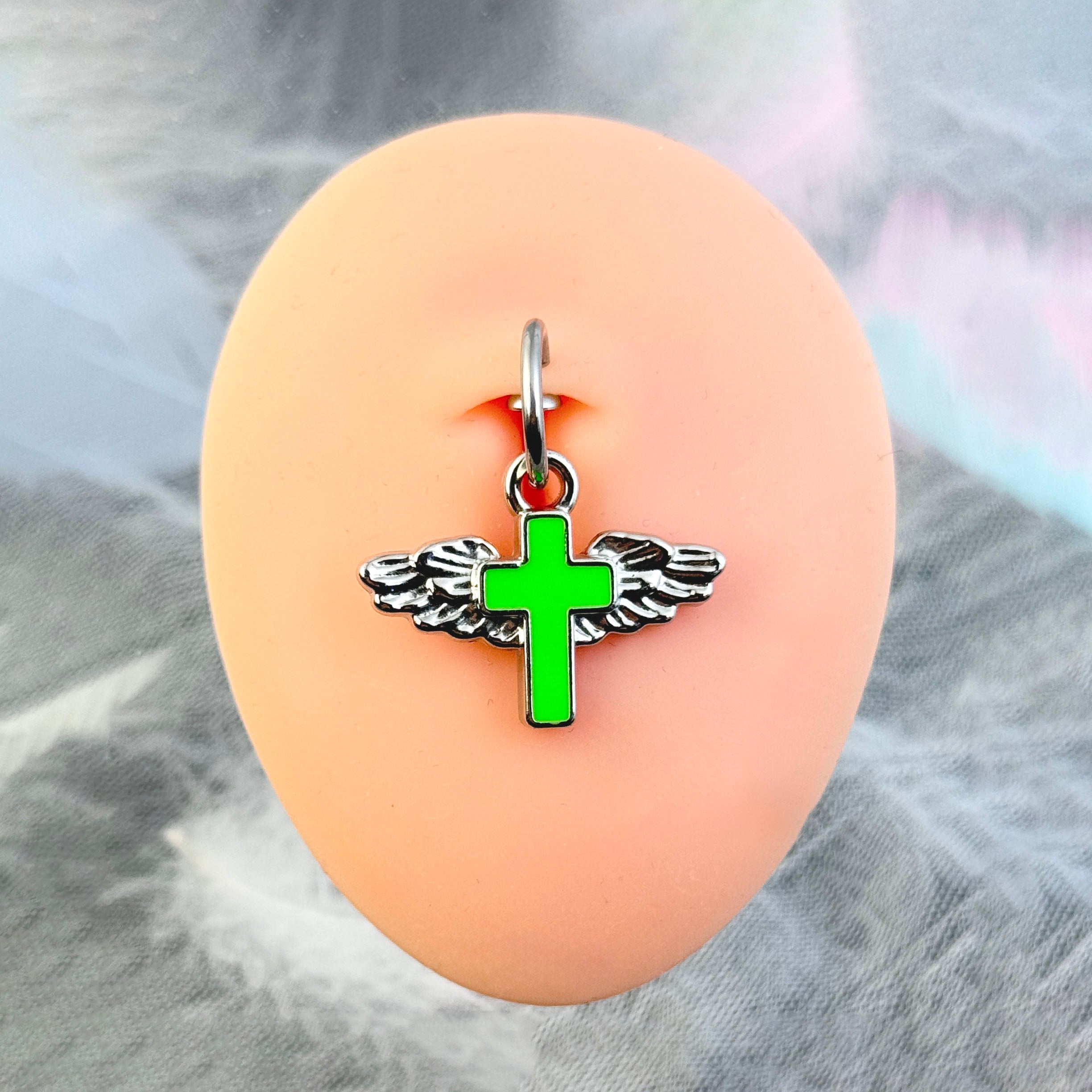 Angel Wing Cross Clip-On Navel Ring (Non-Piercing)