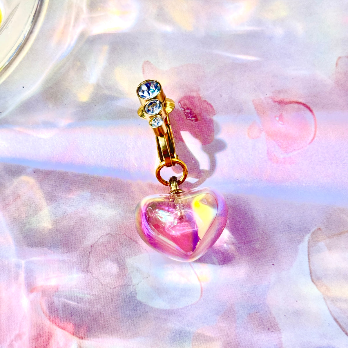 Crystal Heart Glow Faux Navel Ring