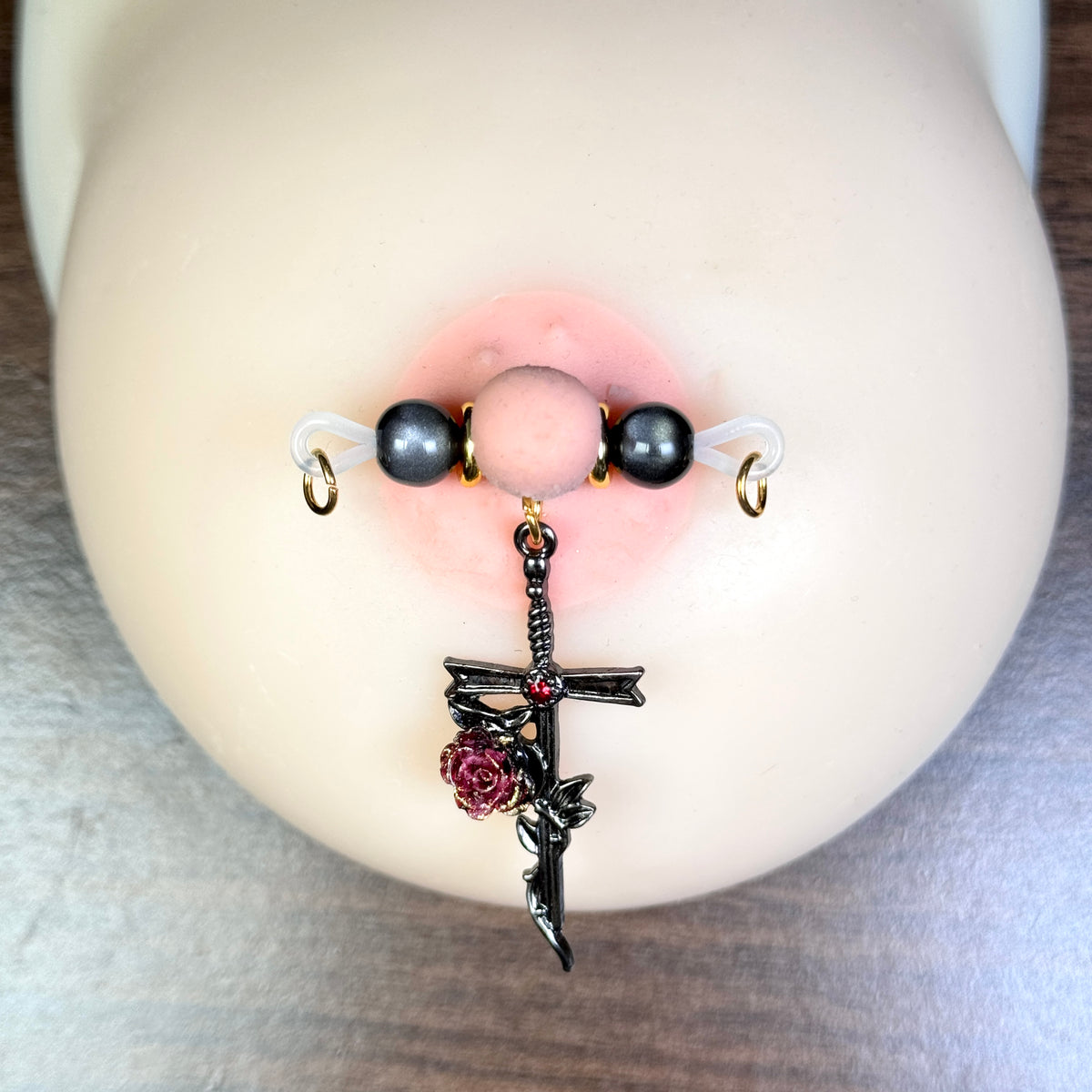 Black Rose Cross Nipple Clamps