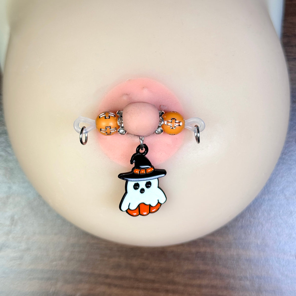 Pumpkin Ghost Witch Charm Nipple Ring