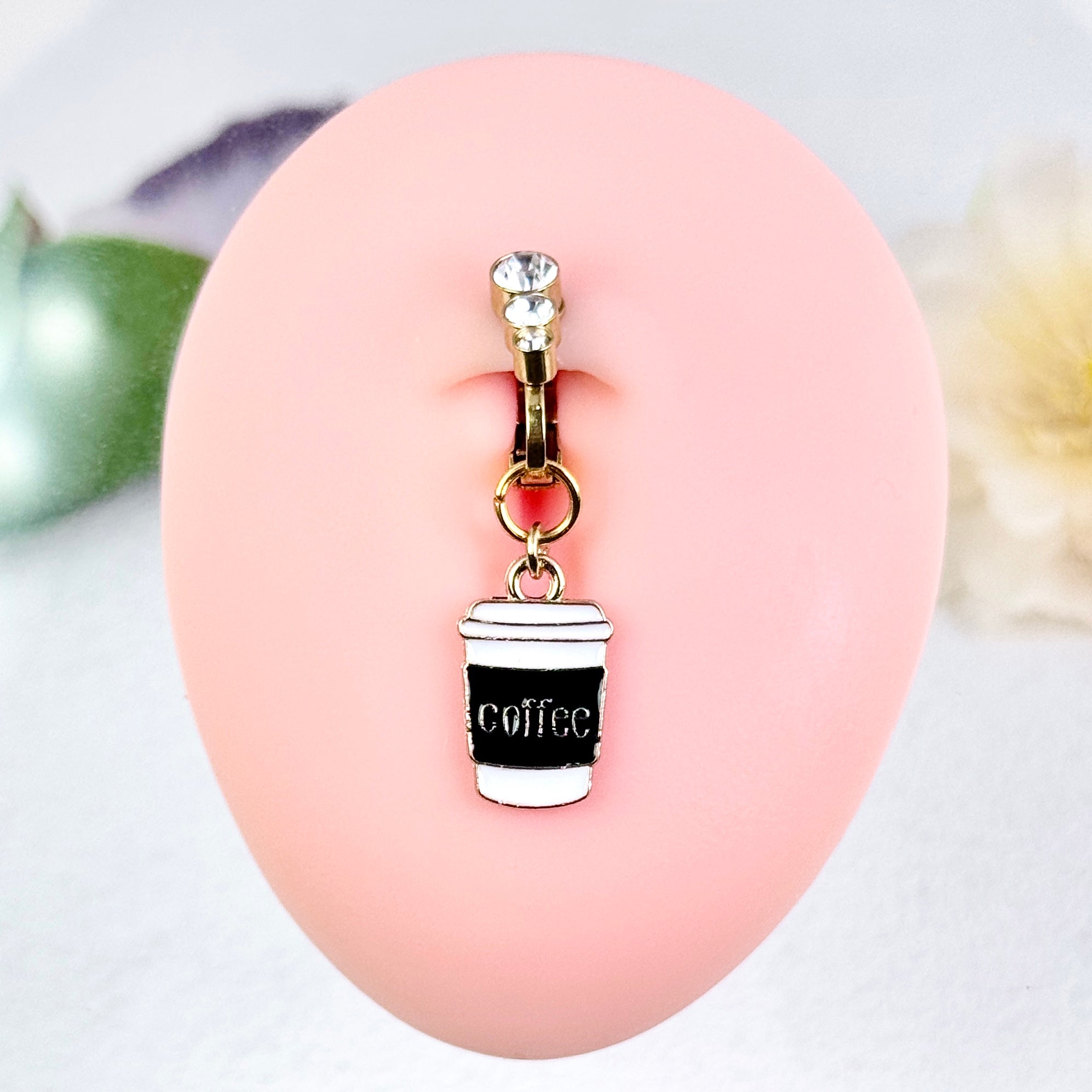 Coffee Cup Faux Belly Button Ring