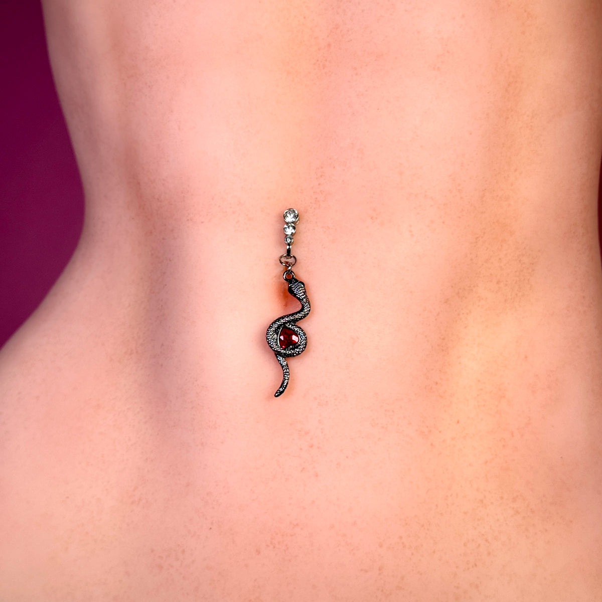 Crimson Serpent Navel Ring
