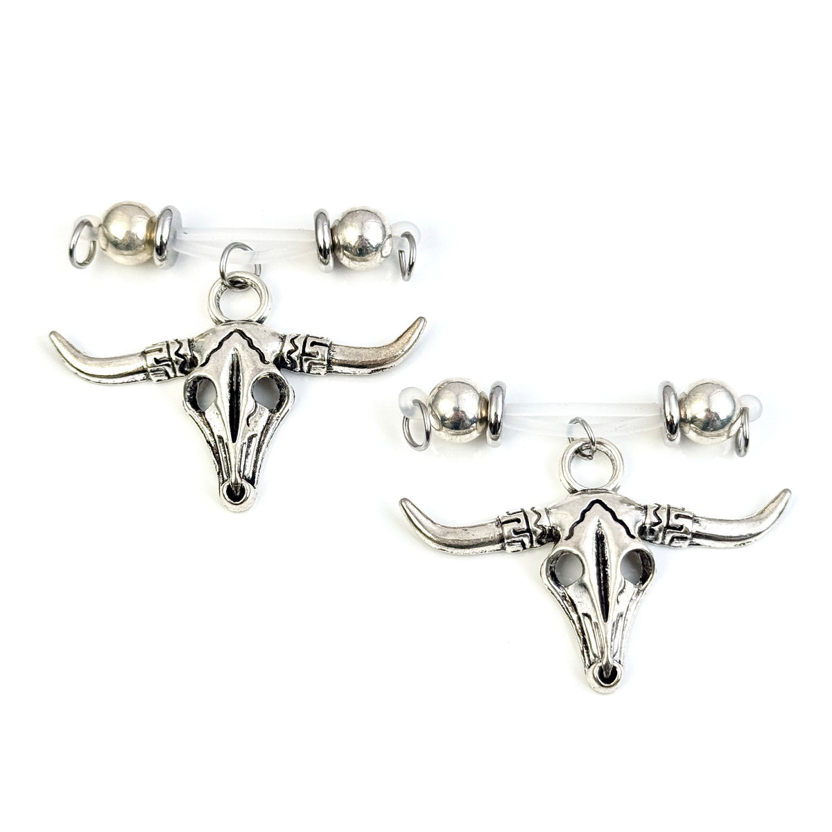 Silver Longhorn No-Piercing Nipple Clamp Set