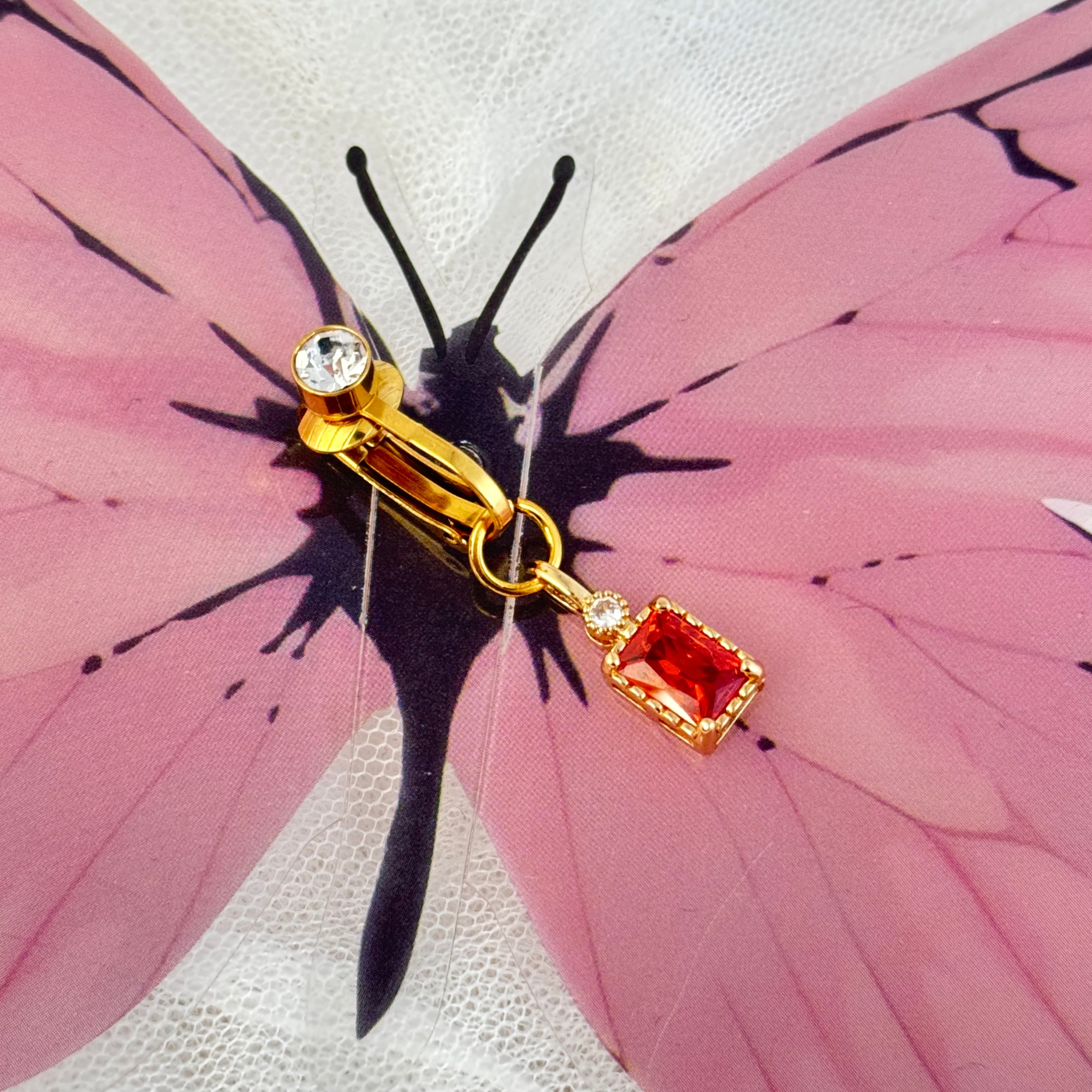 Adjustable Ruby Navel Clip