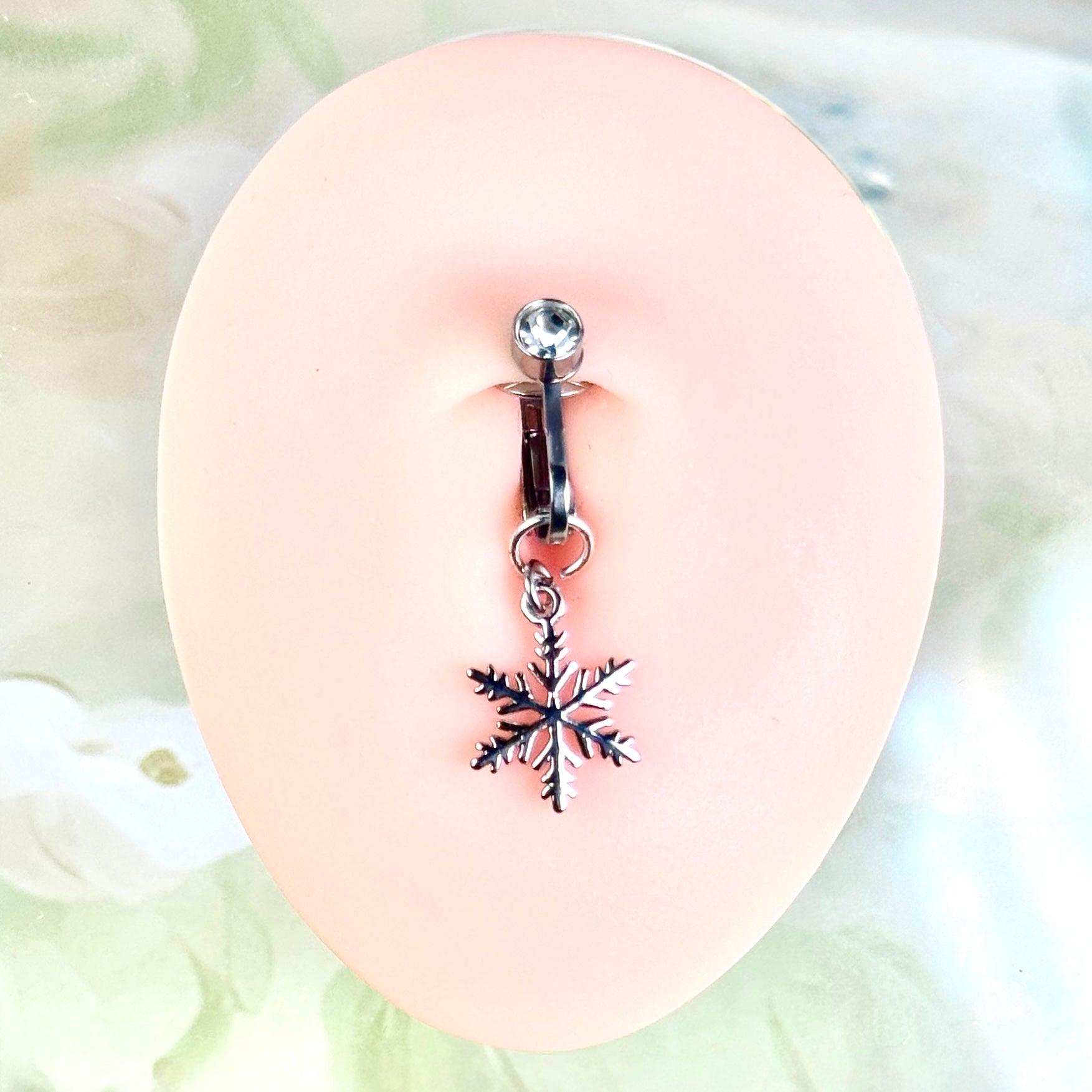 Crystal Snowflake Faux Belly Button Ring