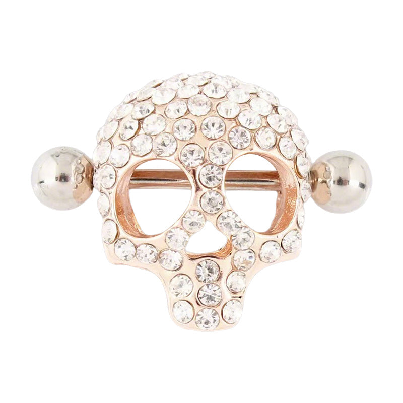Skull and Zircon Nipple Ring