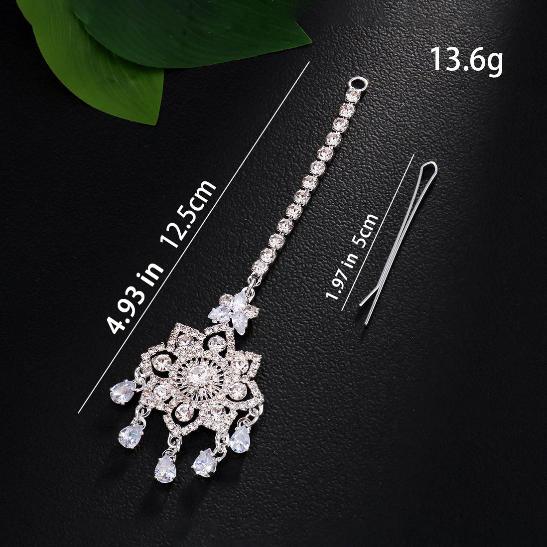 Full-diamond teardrop pendant forehead chain